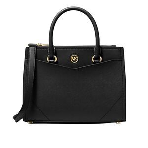 Michael Kors Black Everly Medium Saffiano Leather Satchel with Crossbody Strap